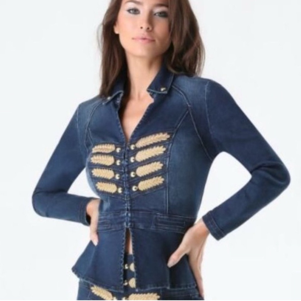 Denim military jacket by Bebe, sz small